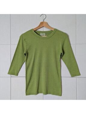 Michael Stars Original Tee - green shimmer 3/4 sleeve